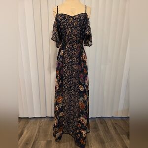Xhilaration Boho Floral Maxi Dress - Navy and Multicolor Size Small NWOT